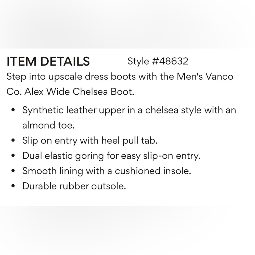 Vance Co Men’s Wide Chelsea Boots-10 Wide - Picture 8 of 8